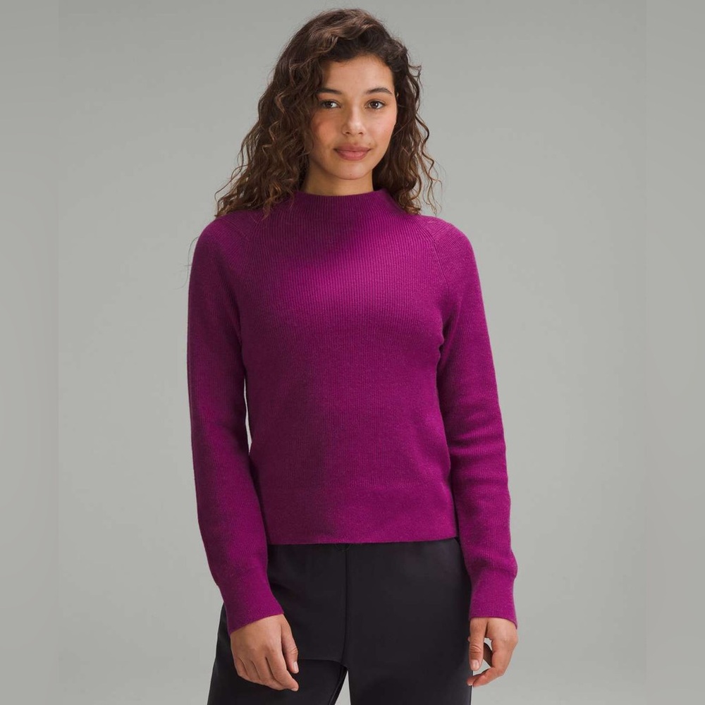 Lululemon‎ Cotton-Blend Mock-Neck Sweater Heathered Wild Berry